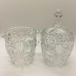 Italian hand cut CRYSTAL CREAM AND SUGAR set!
